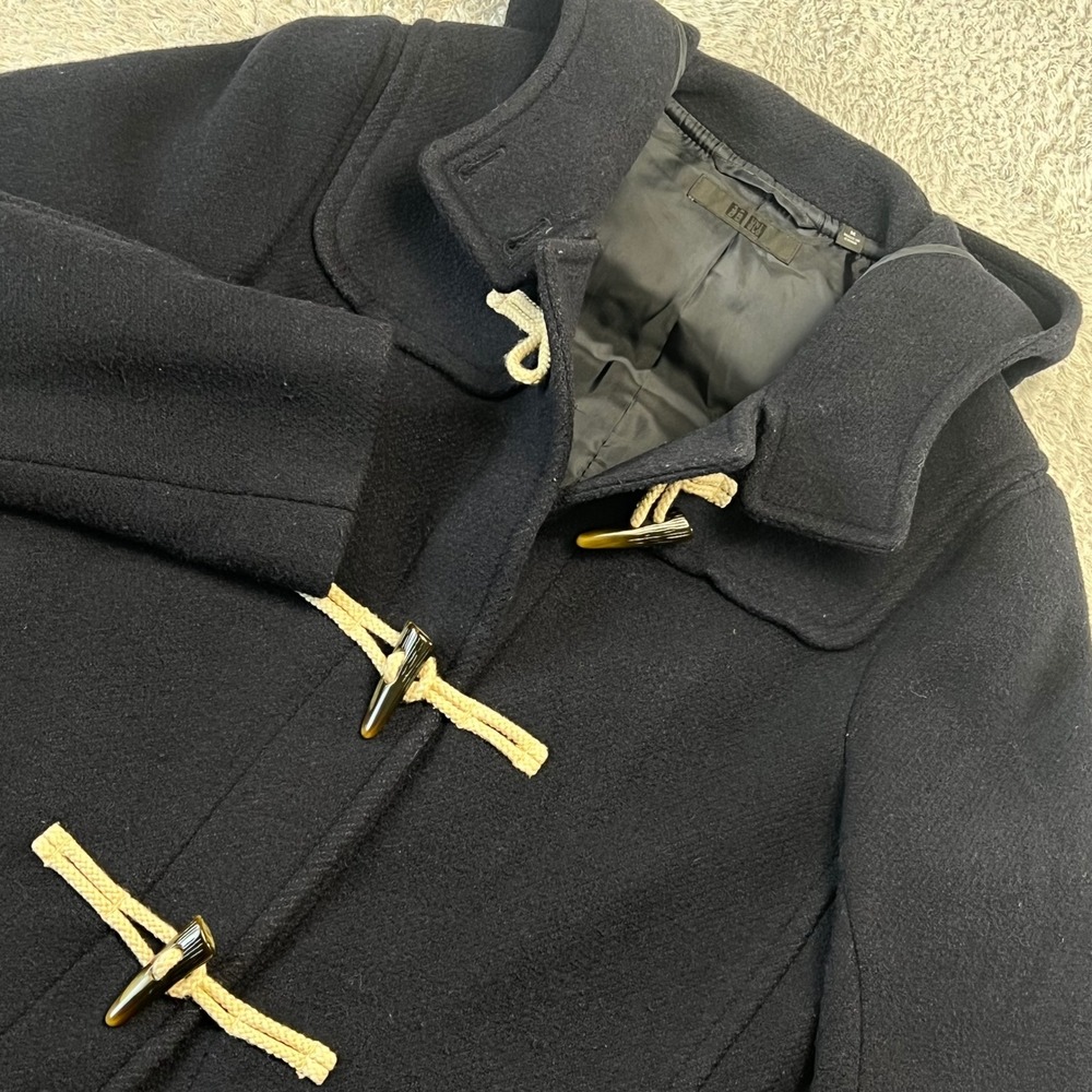 Uniqlo Toggle Duffle Coat Women M Navy Blue Wool Blend Hooded +J Heritage Preppy